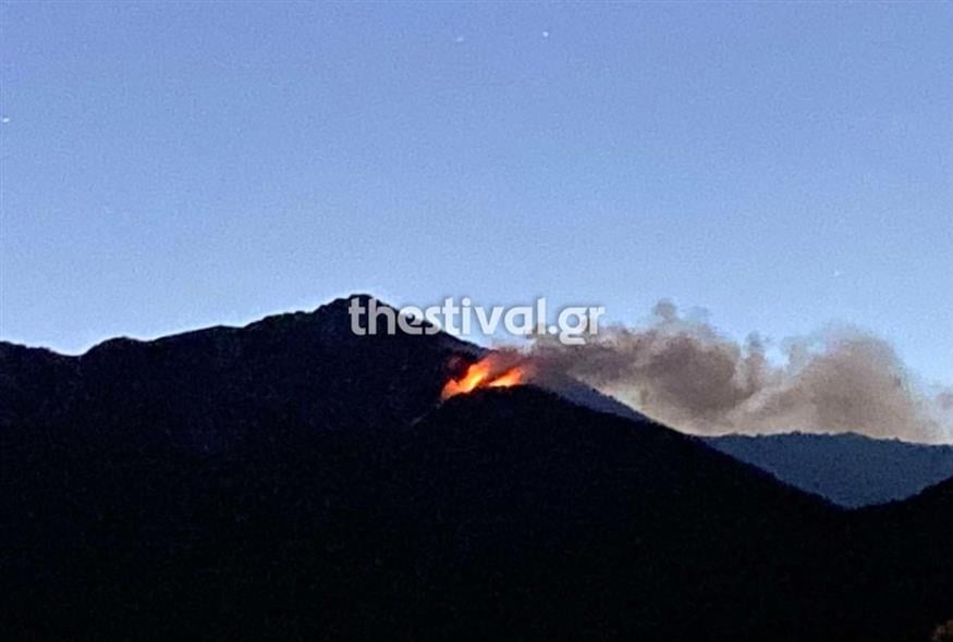 Φωτιά στο Παγγαίο Όρος κοντά στη Νικήσιανη Καβάλας και δυσκολίες στην κατάσβεση